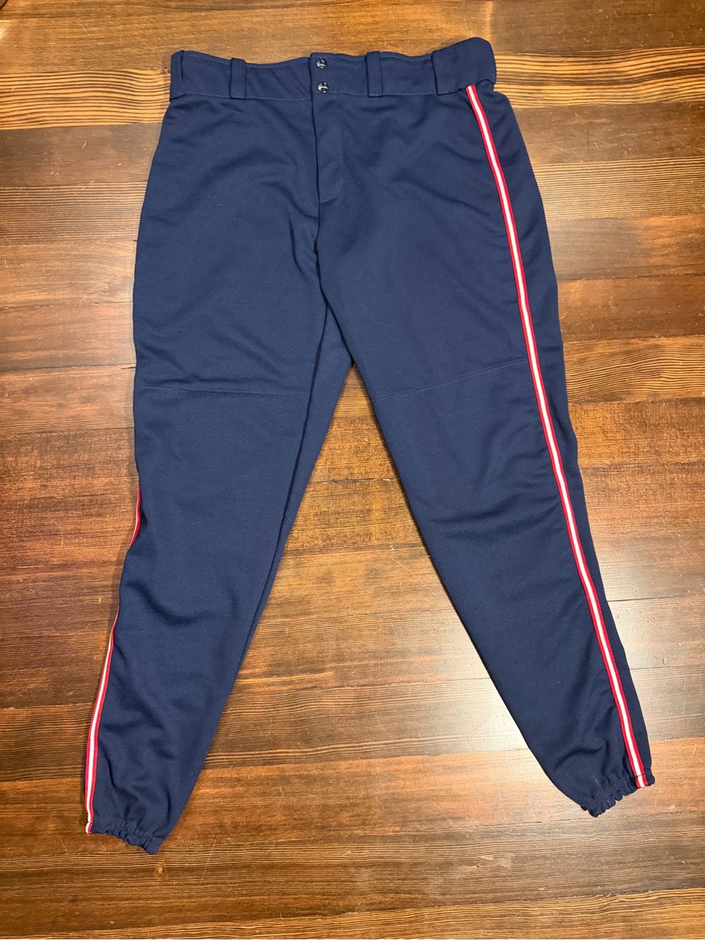 Don Alleson Athletic Navy Baseball Pants Large Red White Stripe Retro Sportswear